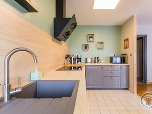 Fridge, microwave, dishwasher