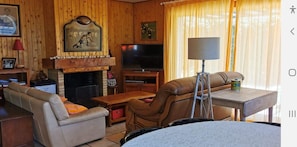 TV, fireplace, printers