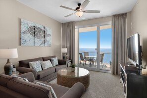 Flat-screen TV, DVD player