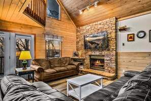 Cabin, 3 Bedrooms | Living area | TV