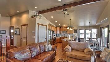 TV, fireplace, DVD player, foosball