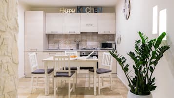 Fridge, microwave, oven, dishwasher