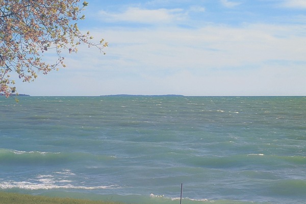 View from backyard, spring time, showing Lake Ontario's choppy personality.