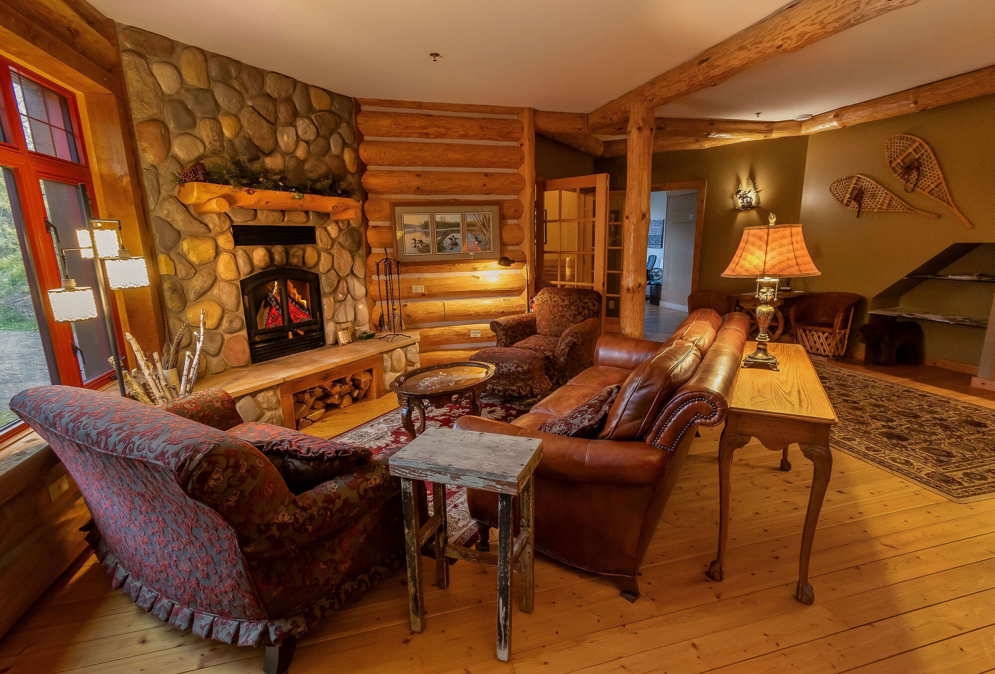 TV, fireplace, video games, DVD player