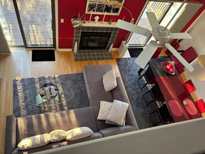 Smart TV, fireplace, DVD player