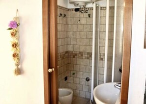 Shower, hair dryer, bidet, toilet paper