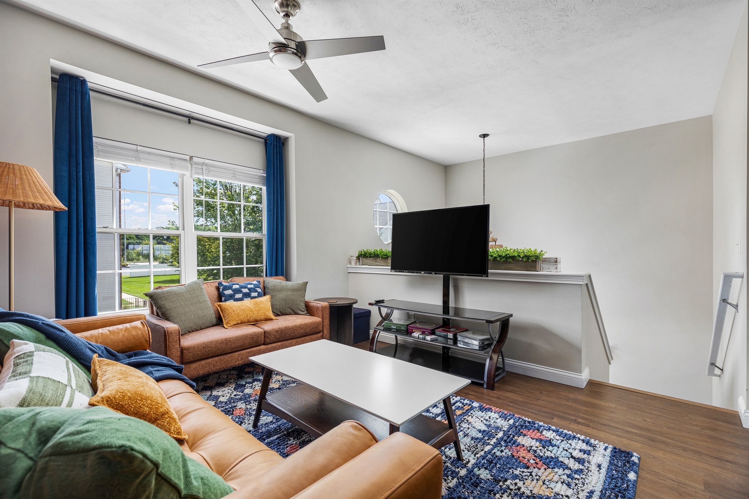 TV connectée, cheminée, lecteur de DVD