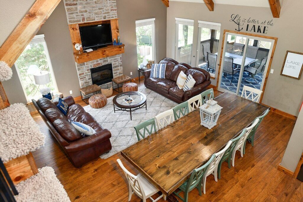 TV, fireplace, video games, table football