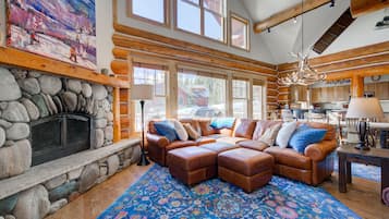 Smart TV, fireplace, video games, DVD player