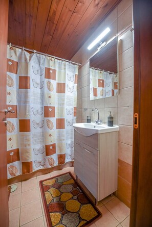 Apartment | Bathroom | Combined shower/bathtub, rainfall showerhead, free toiletries