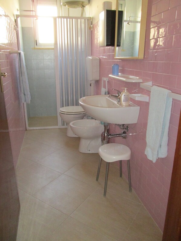 Dusche, Haartrockner, Bidet, Handtücher