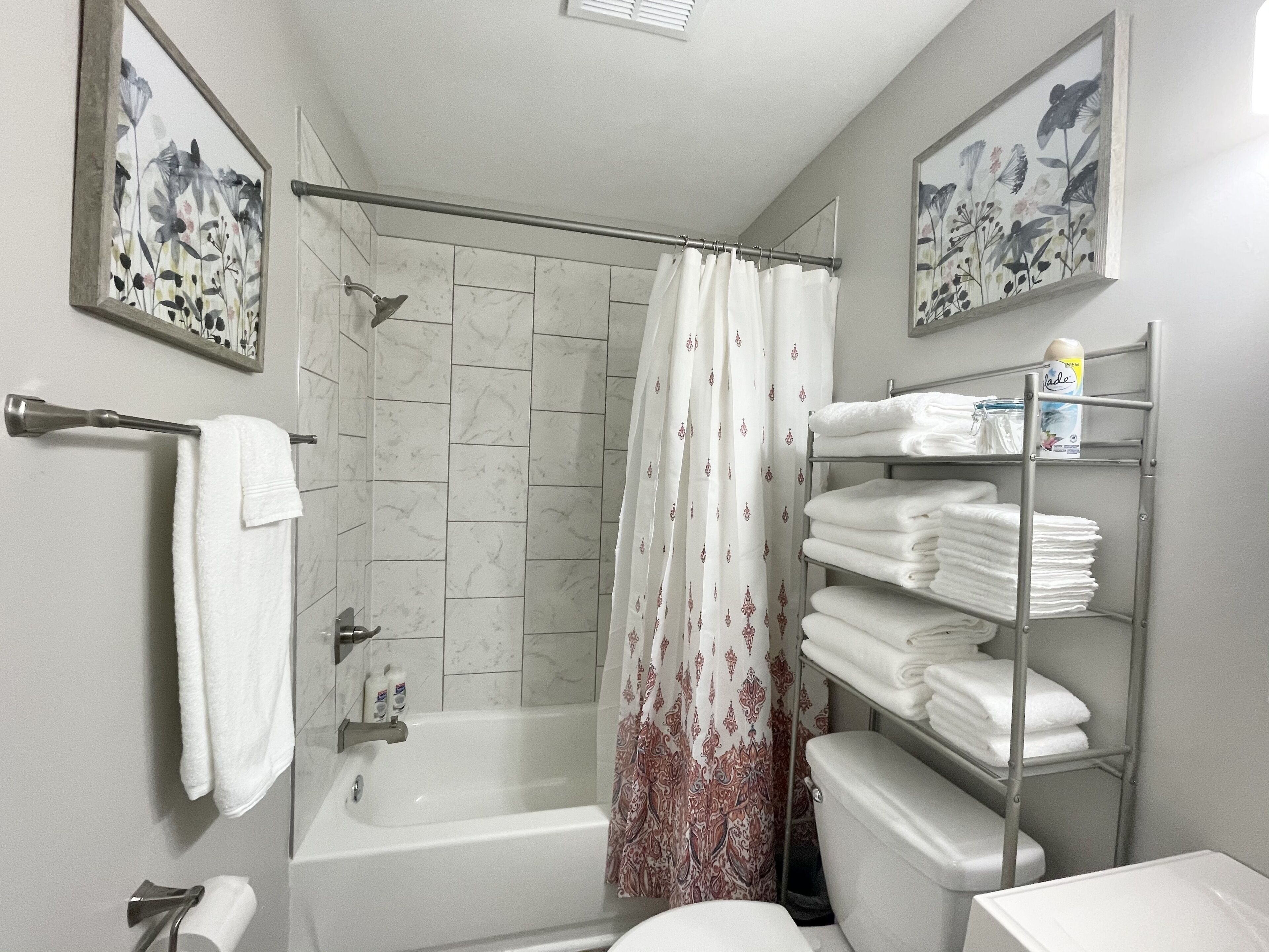 Hair dryer, towels