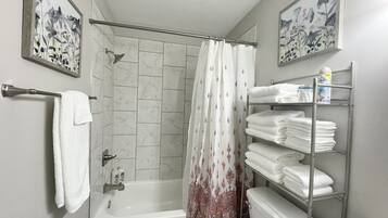 Hair dryer, towels