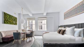 Individually decorated, individually furnished, desk, laptop workspace