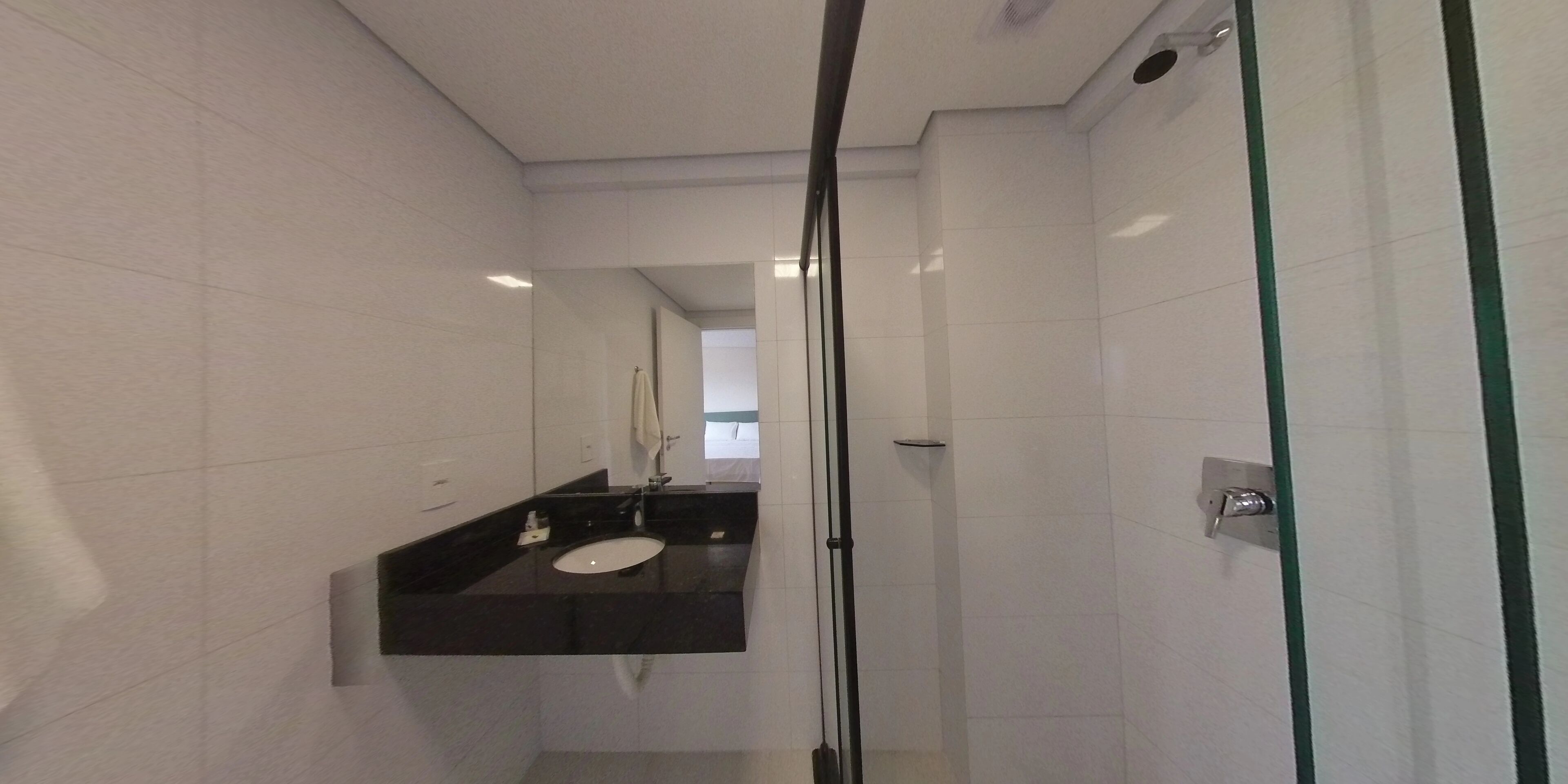 shower, rainfall showerhead, free toiletries, hair dryer