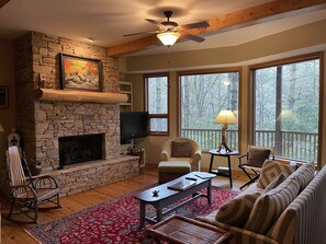 Smart TV, fireplace, books, stereo - Casa Cortina: Eclectic Highlands Retreat w/ Covered Deck | 4 Min to Main Street (Highlands)
