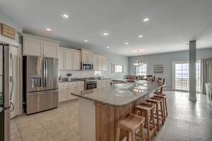 Fridge, microwave, oven, stovetop - Oceanfront 7Bedroom 7Bath Beach Home with Private Pool and Hot Tub! (North Myrtle Beach)