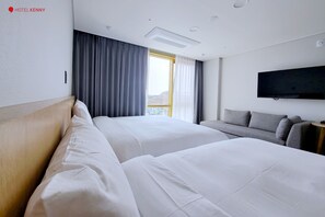 ห้องแฟมิลี่ทวิน, วิวทะเล | เครื่องนอนระดับพรีเมียม, ผ้านวมขนเป็ด, ห้องเก็บเสียง, Wi-Fi ฟรี