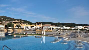 Outdoor pool, pool loungers