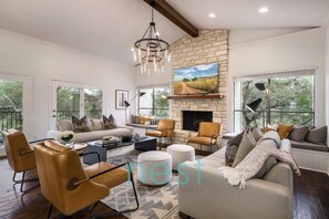 Smart TV, fireplace, video games, foosball