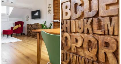 It is a newly renovated attic located in a building from the early 1900s