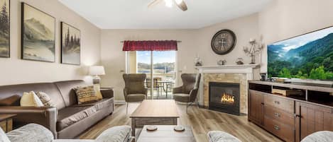 TV, fireplace, offices