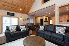 Télévision, cheminée, espaces bureaux