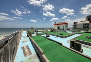 Enjoy the ocean view from our rooftop terrace, featuring a pool and water play area for kids.