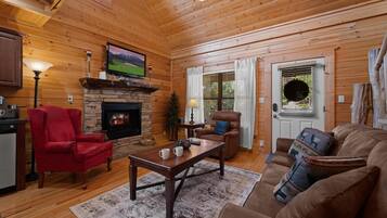 Smart TV, fireplace, DVD player