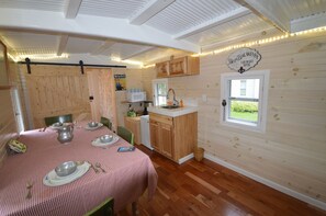 Fridge, microwave, toaster, blender