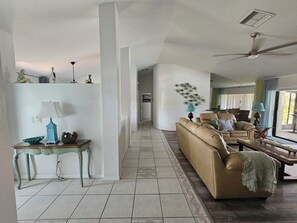 Smart TV, DVD player, books, computer monitors