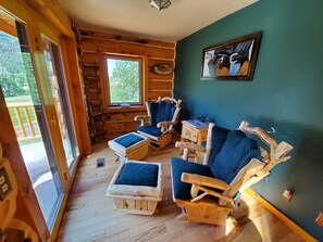 Smart TV, fireplace, DVD player, books