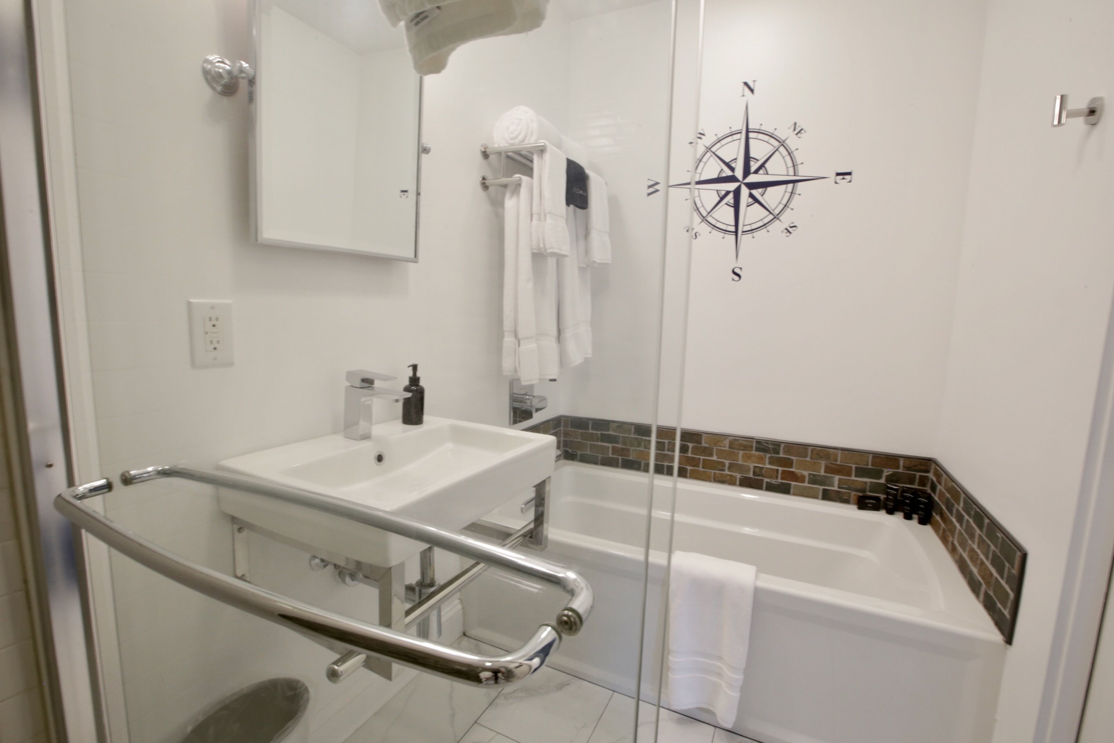 shower, hydromassage showerhead, hair dryer, soap