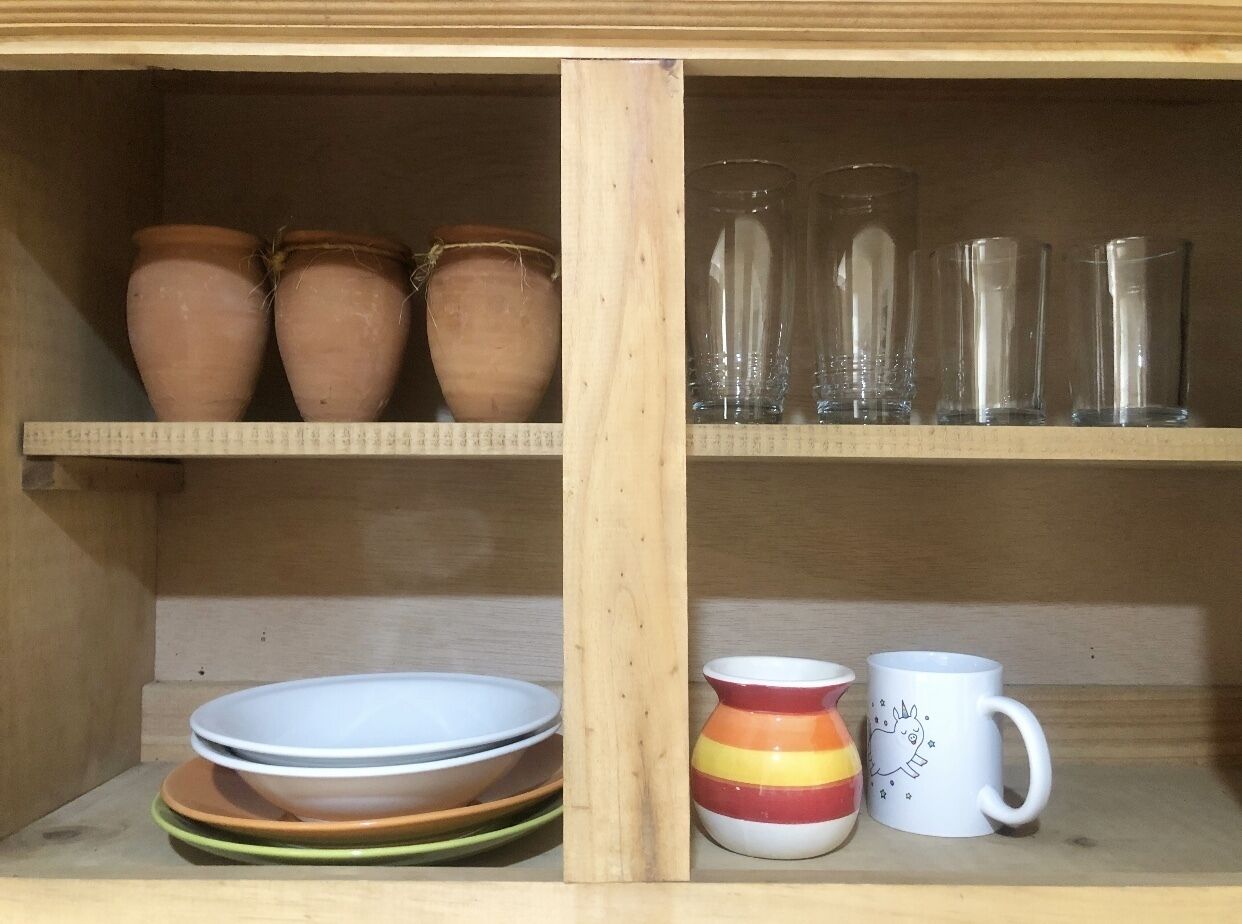 Fridge, oven, stovetop, coffee/tea maker