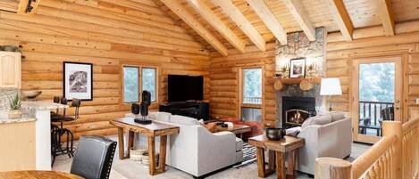 TV, fireplace