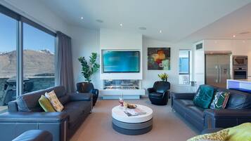 TV, fireplace, offices