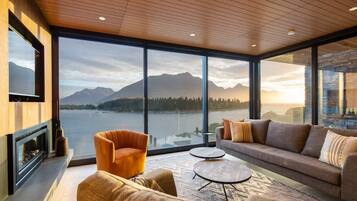 TV, fireplace, Netflix, books