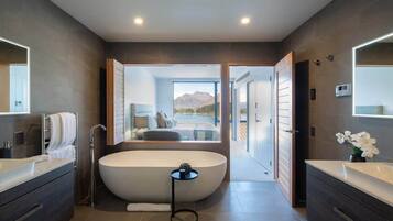 Bathtub, hair dryer, towels