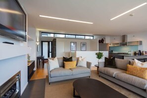 TV, fireplace, offices