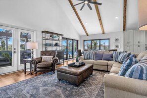 TV, fireplace, foosball, video library