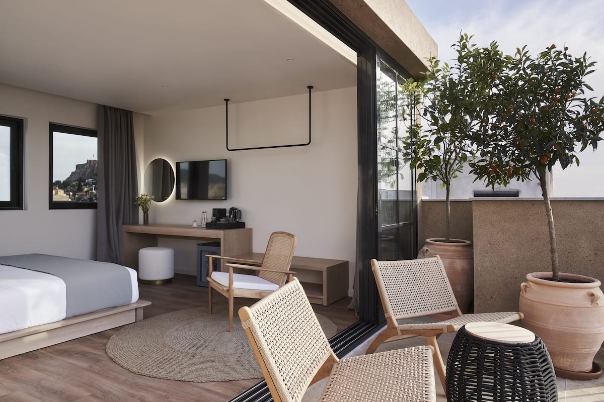 Loft, terraza (Acropolis view) | 1 dormitorio y ropa de cama de alta calidad