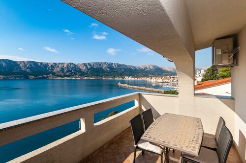 Apartment on the sea with a balcony with a beautiful view
