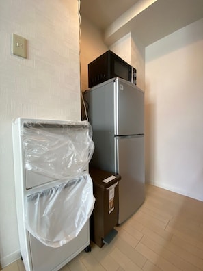 Mini-fridge, microwave, stovetop, griddle