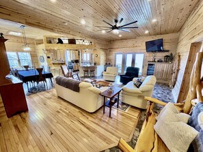 TV, DVD player, ping pong, books - Luxe Log Cabin 3bd/4ba - Torch Lake Views, Private Trails & Premier Golf Nearby (Central Lake)