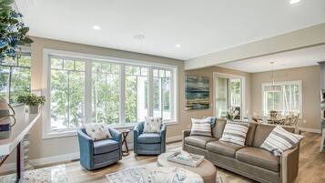 TV connectée, cheminée, chaîne hi-fi