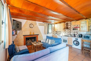 Televisión y chimenea 