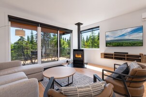 Chalet-foret Jumele 4-B | Aire de séjour | Foyer
