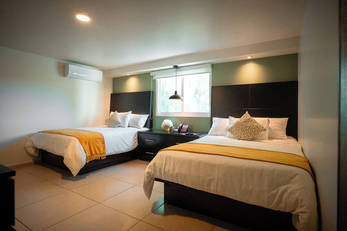 Standard Double Room, 2 Queen Beds | Minibar, desk, laptop workspace, blackout drapes