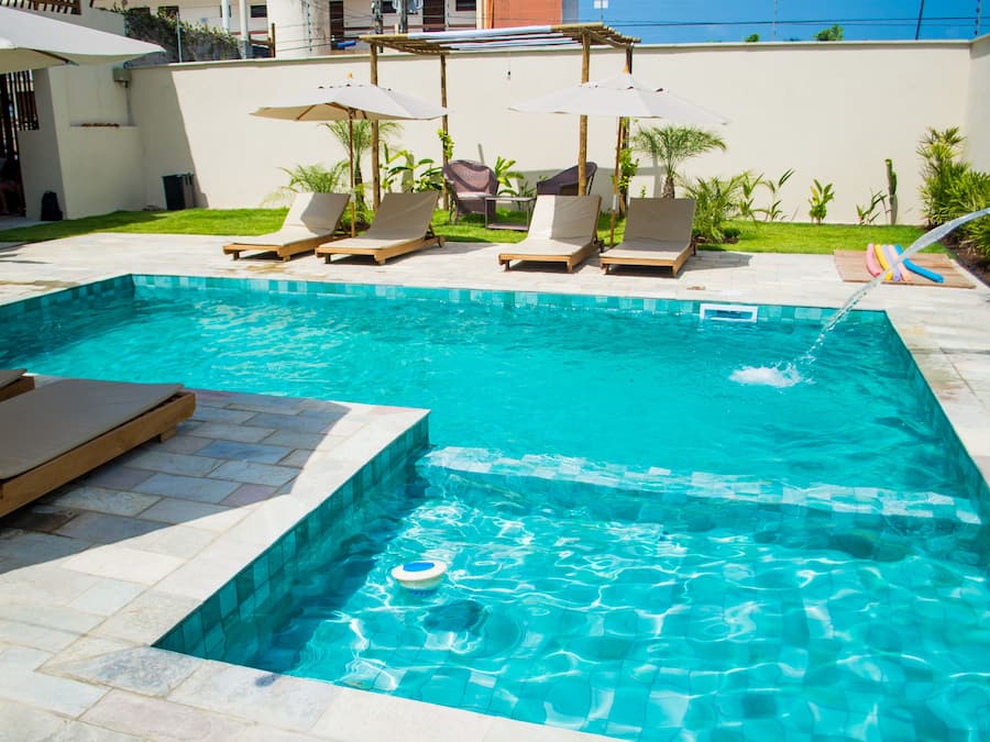 Outdoor pool, open 8:00 AM to 10:00 PM, sun loungers