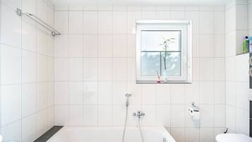 Bathtub, hair dryer